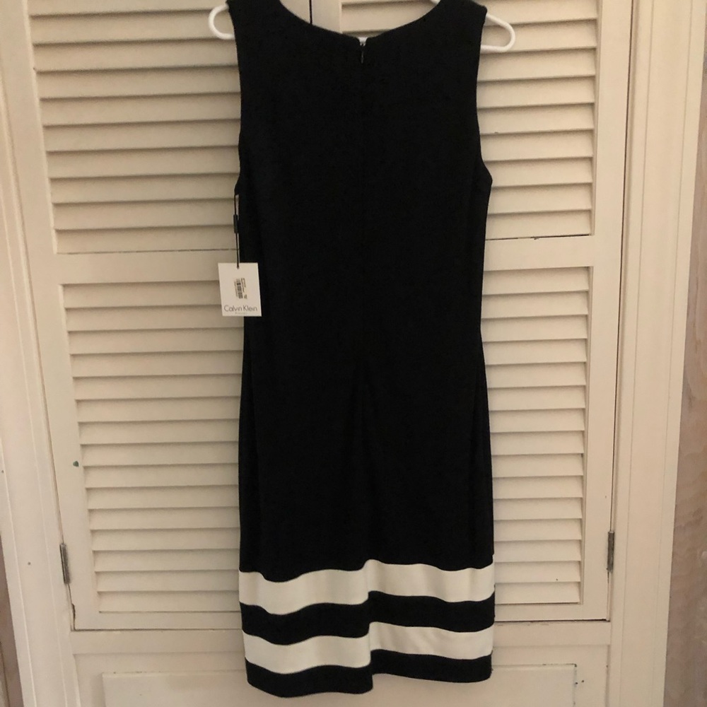 Calvin Klein black and white sleeveless dress